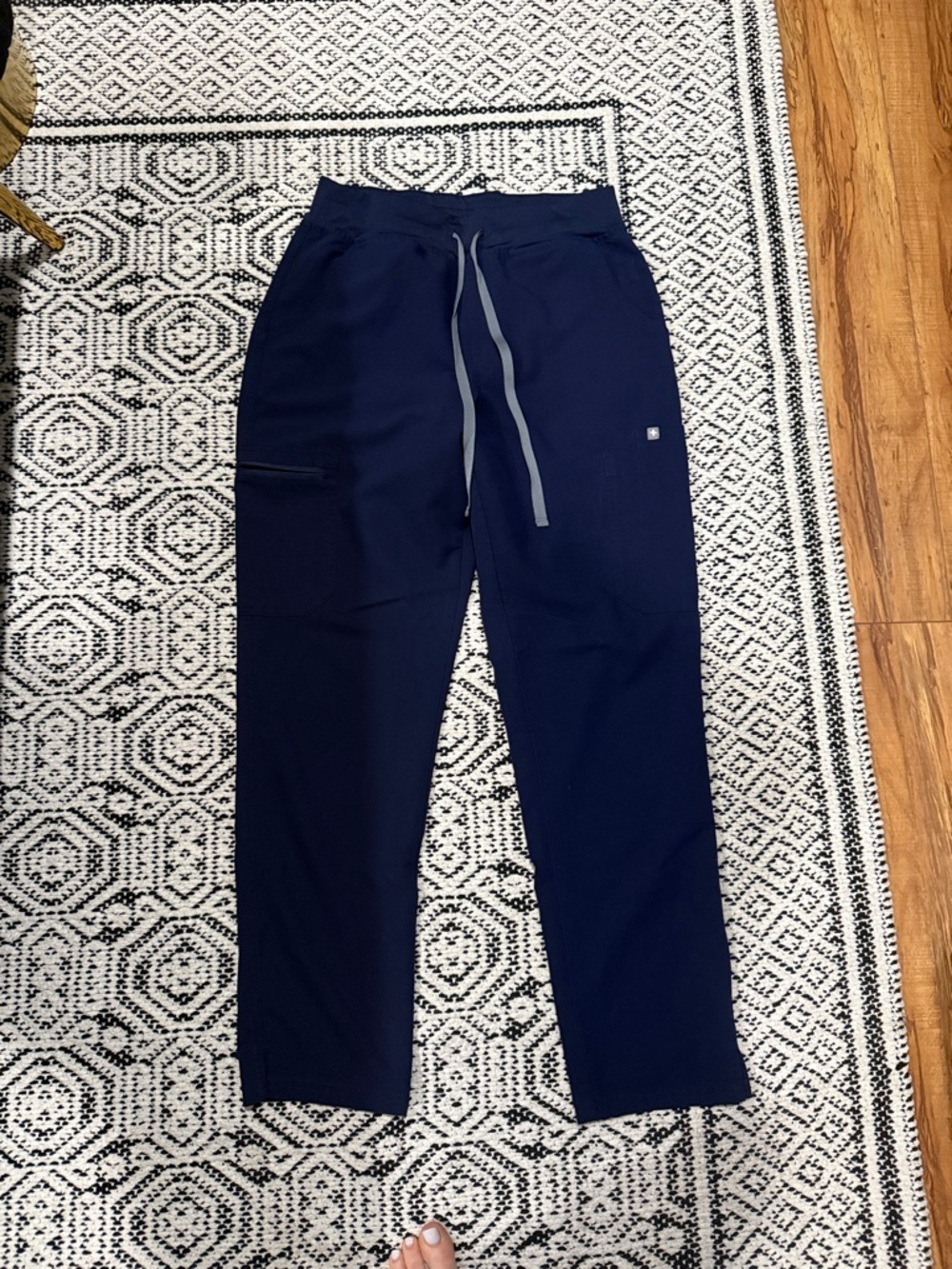 Figs Navy Jogger Scrub Pants with Gray Drawcord